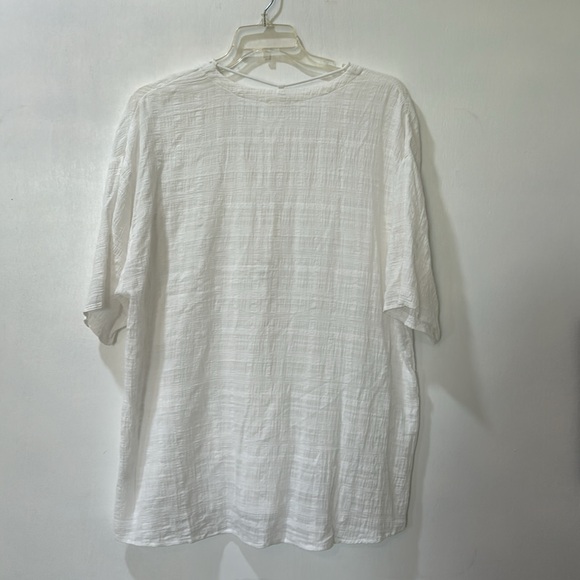 LALAVON  WOMENS LACE UP TUNIC TOP SHORT SLEEVE WHITE LIGHTWEIGHT SIZE LARGE - Picture 2 of 11